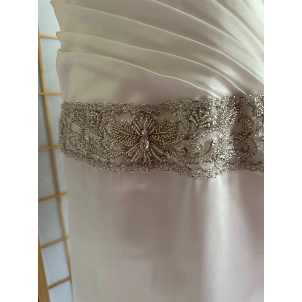 GALINA SIGNATURE NWT womens ivory ruched bodice charmeuse halter bridal gown